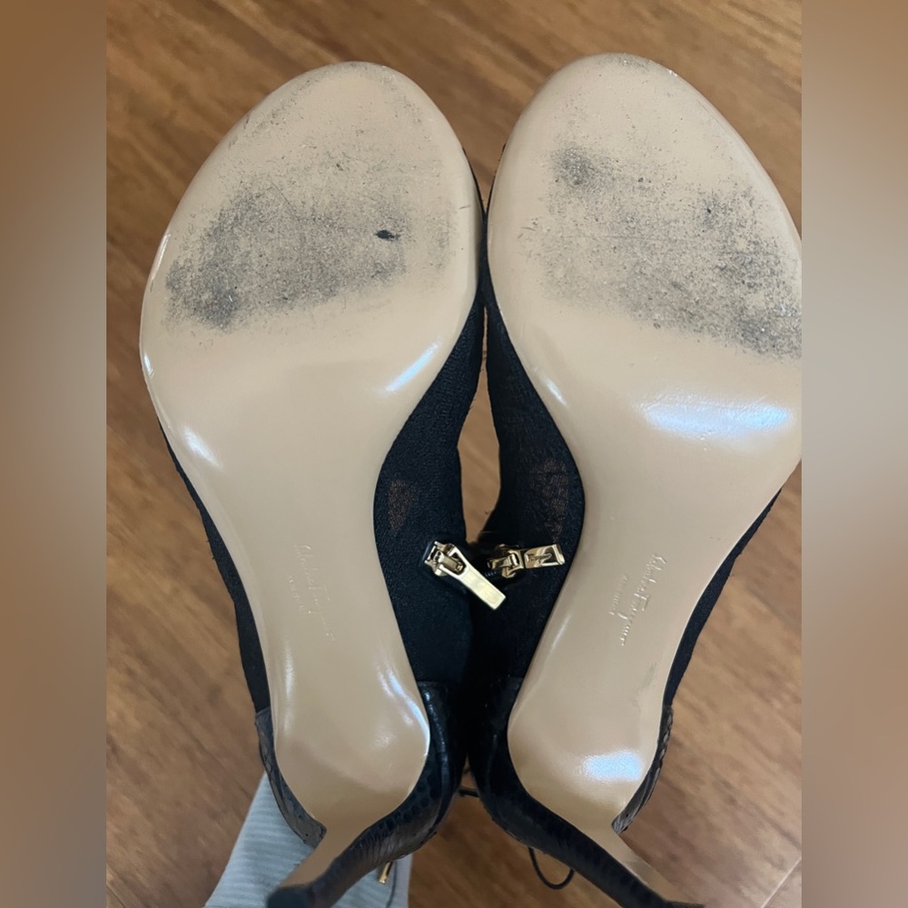 Salvatore Ferragamo Black Lace, And Python Trim P… - image 6